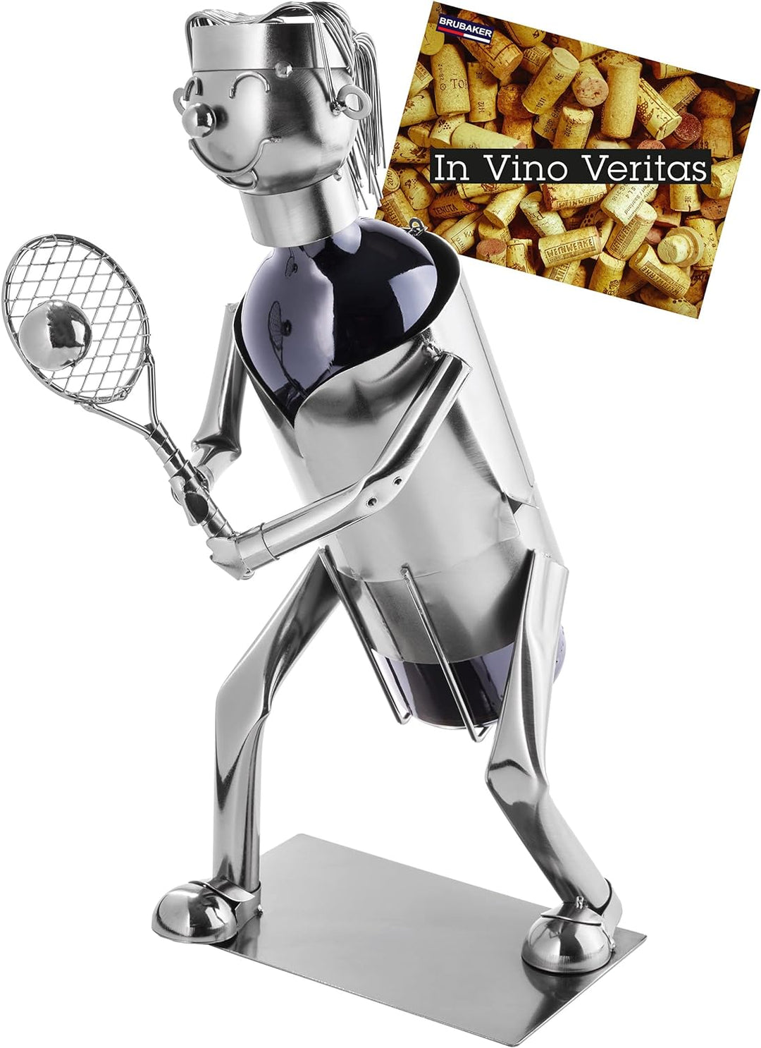 Brubaker Weinflaschenhalter Tennisspielerin - Metall Skulptur Flaschenständer - Wein Geschenk für Te