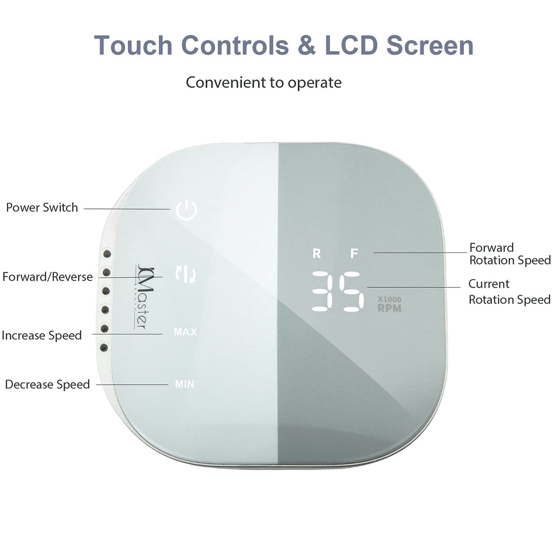 Nagelfräser JCMASTER® TouchPro+, Nagelfräser für Gelnägel 35,000 U/min, Stufenlose Regulierung, Nage