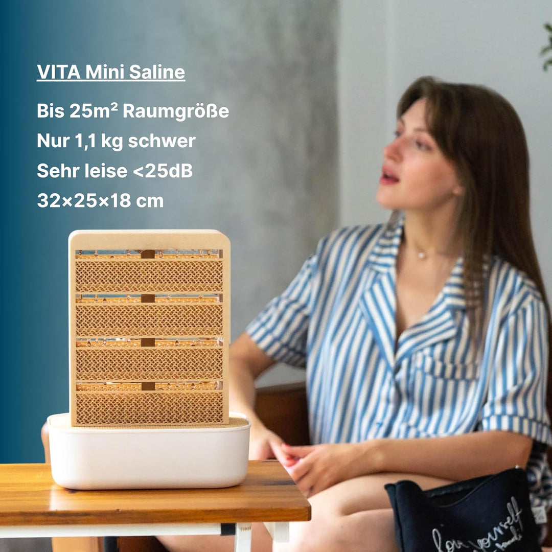 Salino Mini-Saline Vita – Stylischer Salzluft-Befeuchter für Zuhause, gesundes Raumklima, natürliche