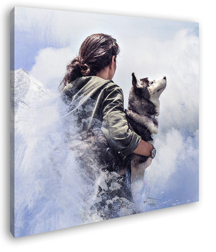 deyoli Edler Husky Format: 70x70 als Leinwand, Motiv fertig gerahmt auf Echtholzrahmen, Hochwertiger