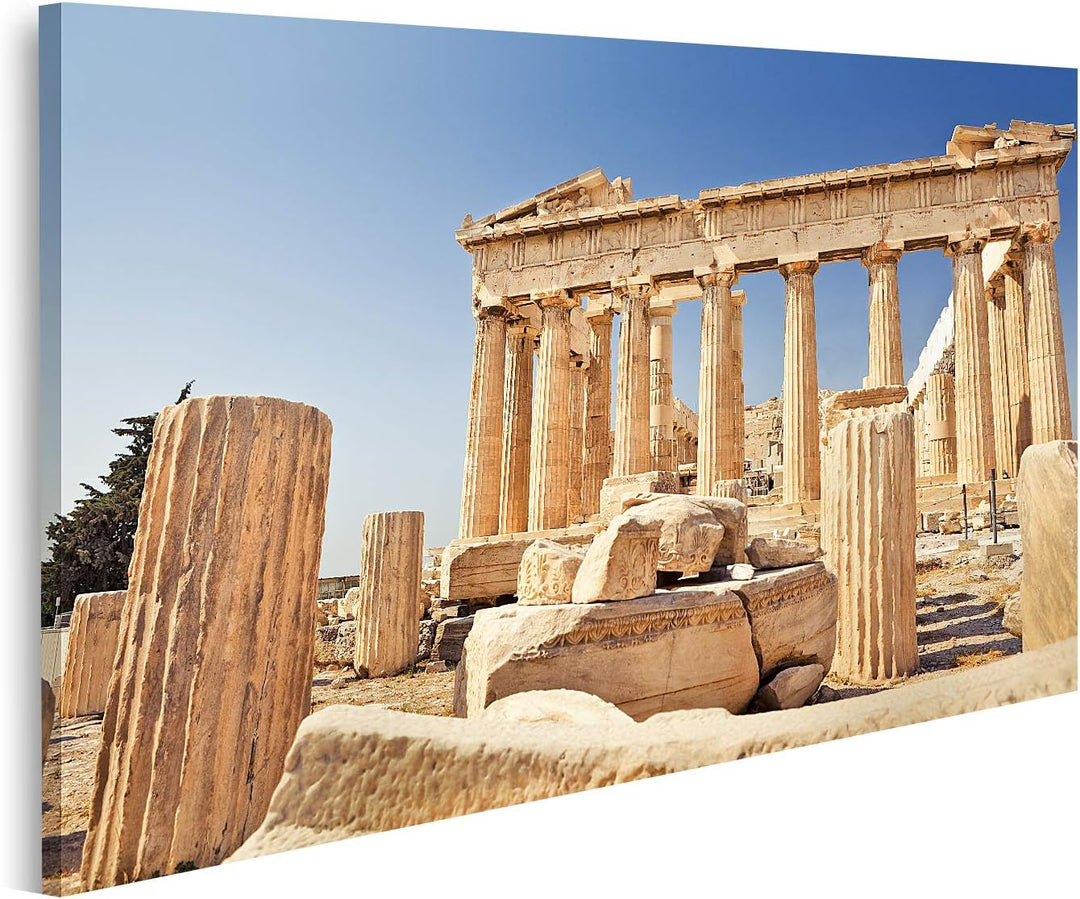 islandburner Bild auf Leinwand Parthenon Akropolis Athen Bilder Wandbilder Poster Leinwand 100x57cm,