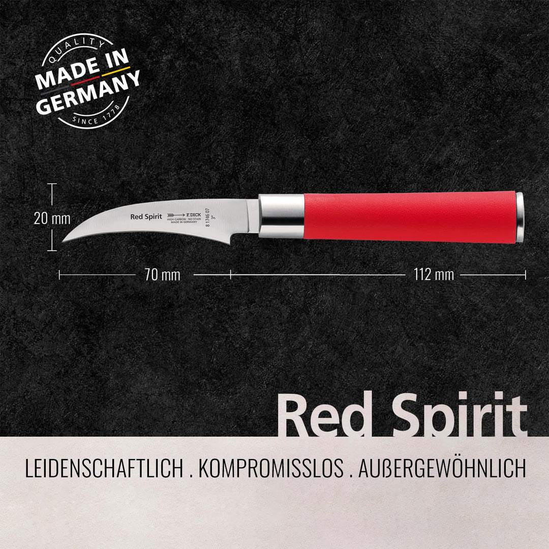 F. DICK Tourniermesser, Red Spirit (Messer mit Klinge 7 cm, X55CrMo14 Stahl, nichtrostend, 56° HRC)
