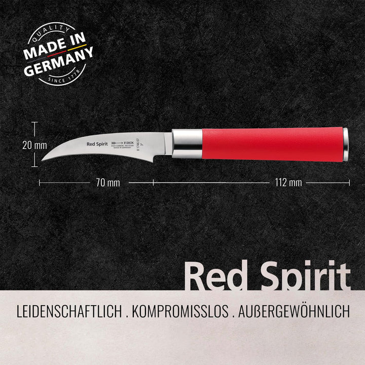 F. DICK Tourniermesser, Red Spirit (Messer mit Klinge 7 cm, X55CrMo14 Stahl, nichtrostend, 56° HRC)