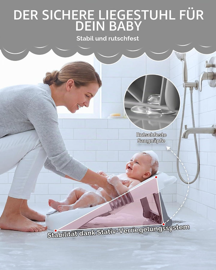 Faltbare Babybadewanne,Badewannenstütze für Neugeborene und Kleinkinder mit rutschfesten Saugnäpfen,
