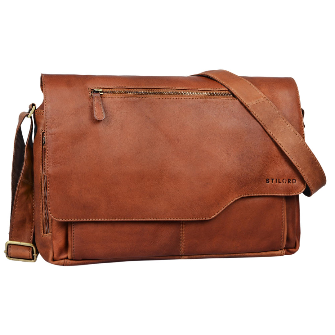 STILORD 'Marvin' Ledertasche Umhängetasche Modernes Vintage Design 15.6 Zoll Laptoptasche grosse Uni