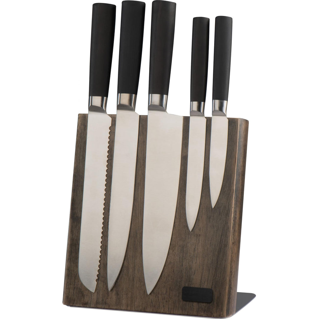noTrash2003 Messerblock magnetisch und aus Holz inkl. 5 Edelstahl Messer, das ideale Küchenmesser-Se