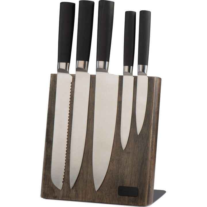 noTrash2003 Messerblock magnetisch und aus Holz inkl. 5 Edelstahl Messer, das ideale Küchenmesser-Se