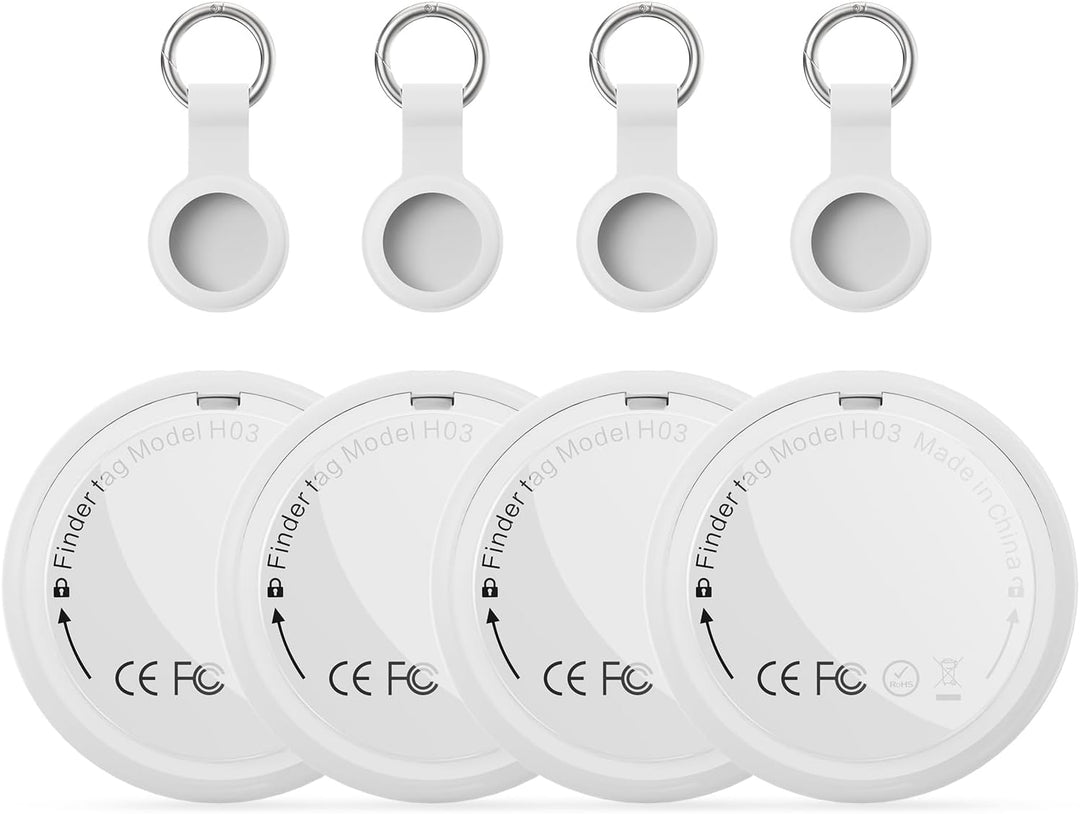 Air Tracker Tag 4-Pack - Smart GPS Tracker Kompatibel mit Apple Wo ist? (iOS NUR) mit Schutzhülle,Wa