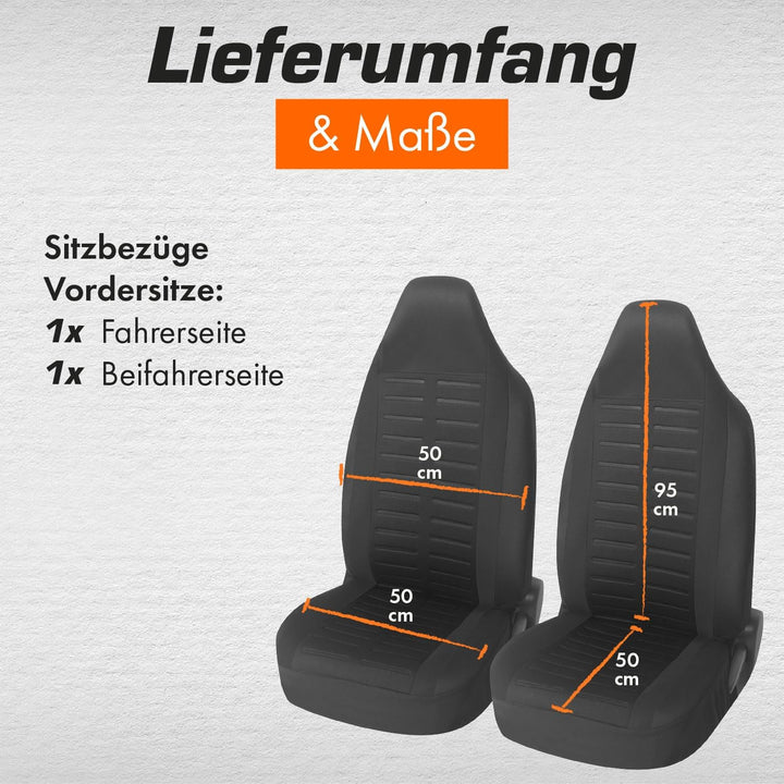 Upgrade4cars Autositzbezüge Set für Pilotensitze | Autositzbezug für die Vordersitze in Schwarz | Au