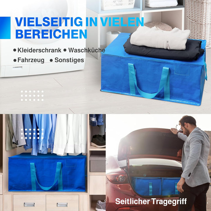 Set mit 4 Aufbewahrungssäcken - Extra grosse Tasche für Umzüge und Reisen - Resistente und wasserdic
