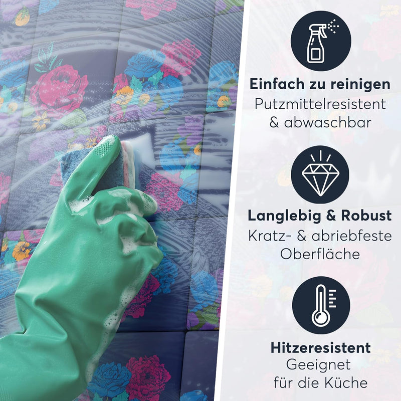 30 Stück Fliesenfolie für Bad und Küche 15x15 cm - Klebefliesen, Mosaikfliesen - Klebefolie Fliesen