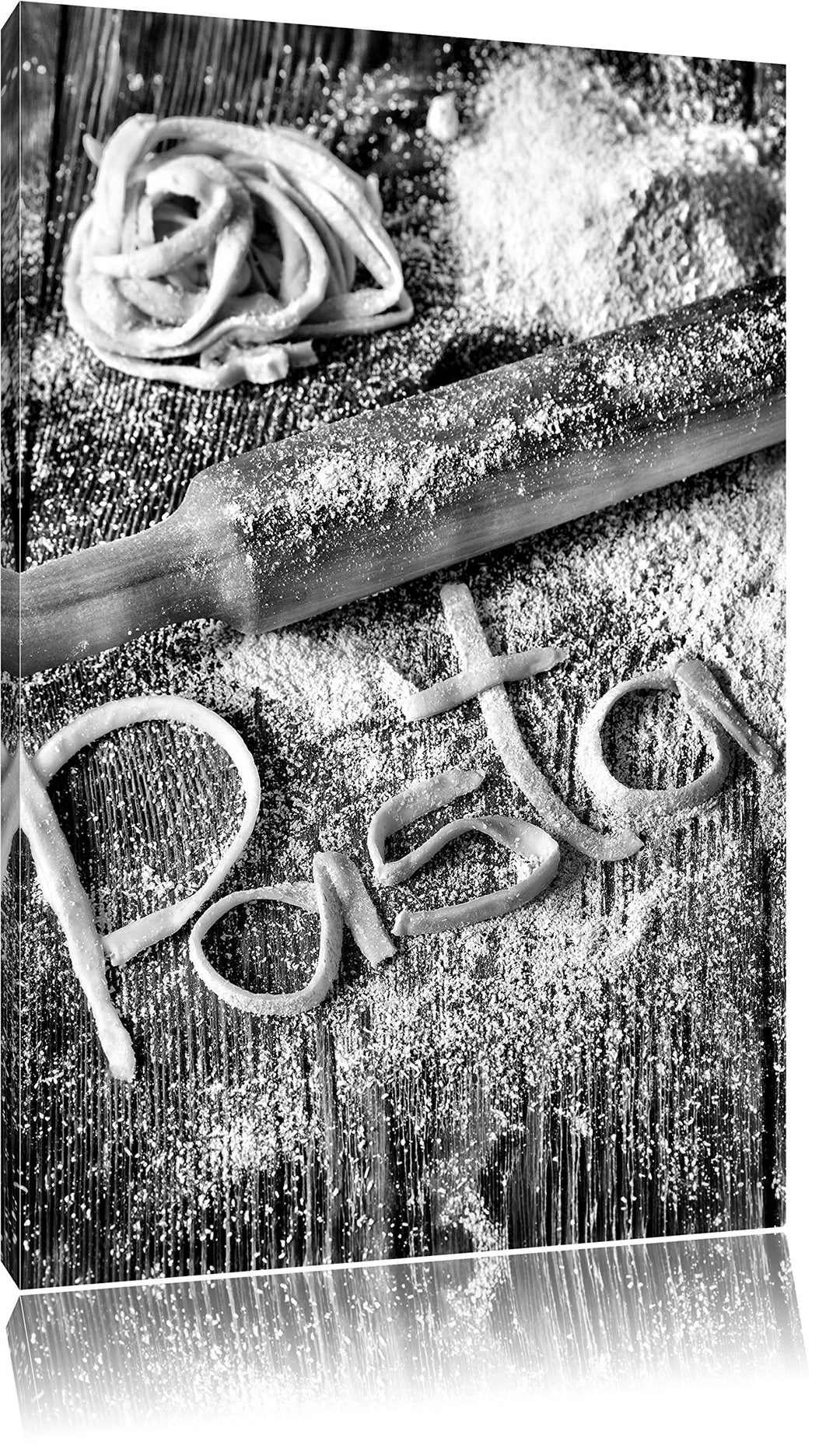 Pixxprint Frische Nudeln Pasta Italia als Leinwandbild/Grösse: 100x70 cm/Wandbild/Kunstdruck/fertig