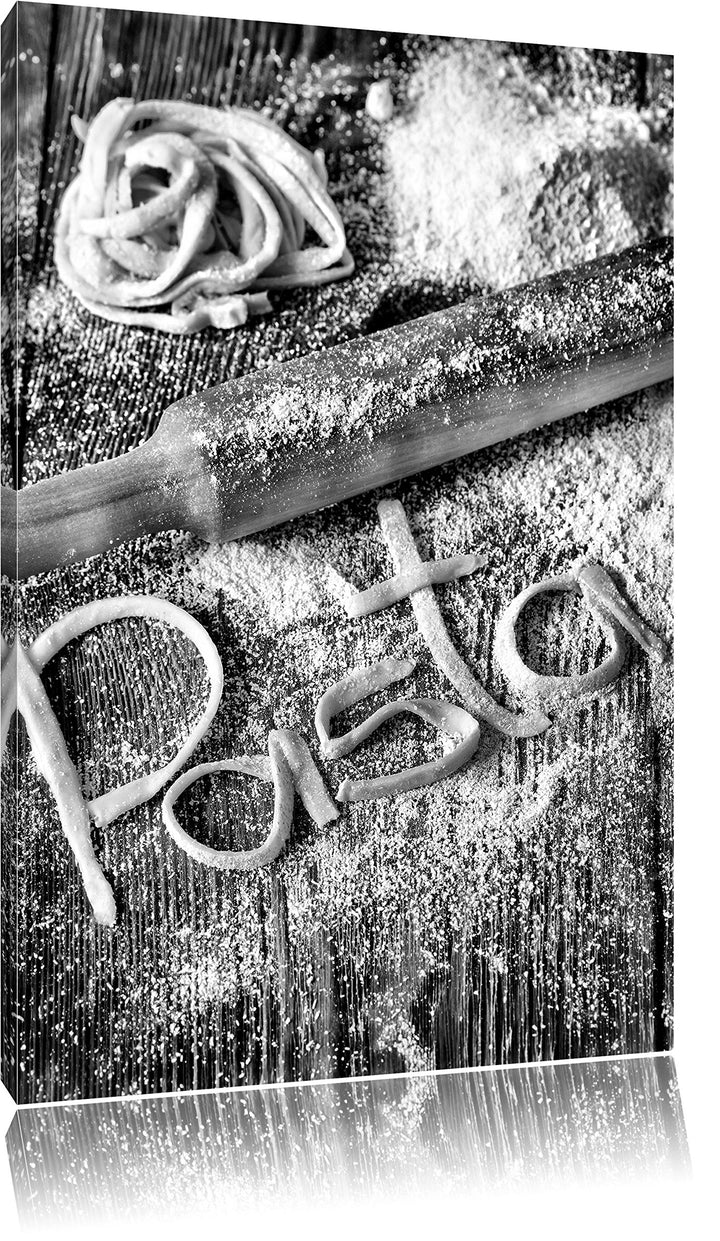 Pixxprint Frische Nudeln Pasta Italia als Leinwandbild/Grösse: 100x70 cm/Wandbild/Kunstdruck/fertig