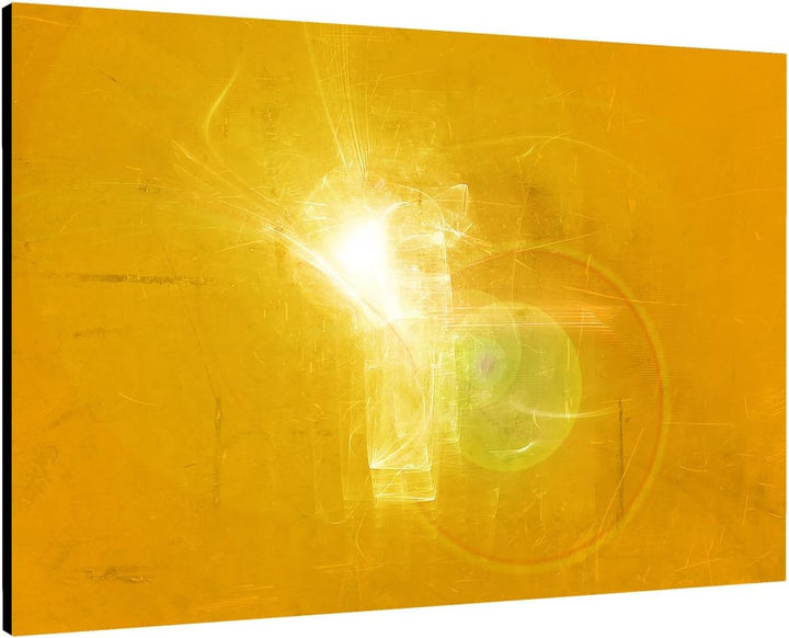 100x70cm Abstrakt048_Leinwandbild Lichtpunkt Abstrakte Kunst gelb weiss Kunstdruck auf Leinwand zeit