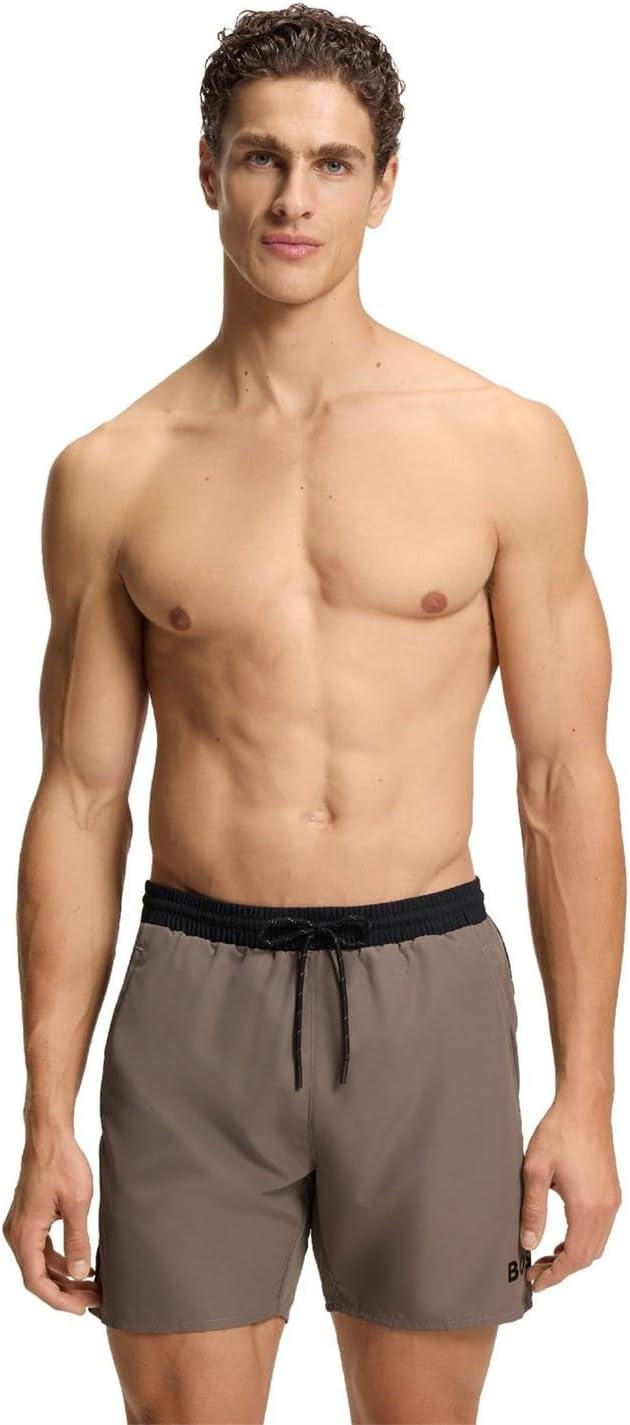 BOSS Herren Starfish Badeshorts mit kontrastfarbenem Logo und Paspelierung XL Medium Brown 210, XL M