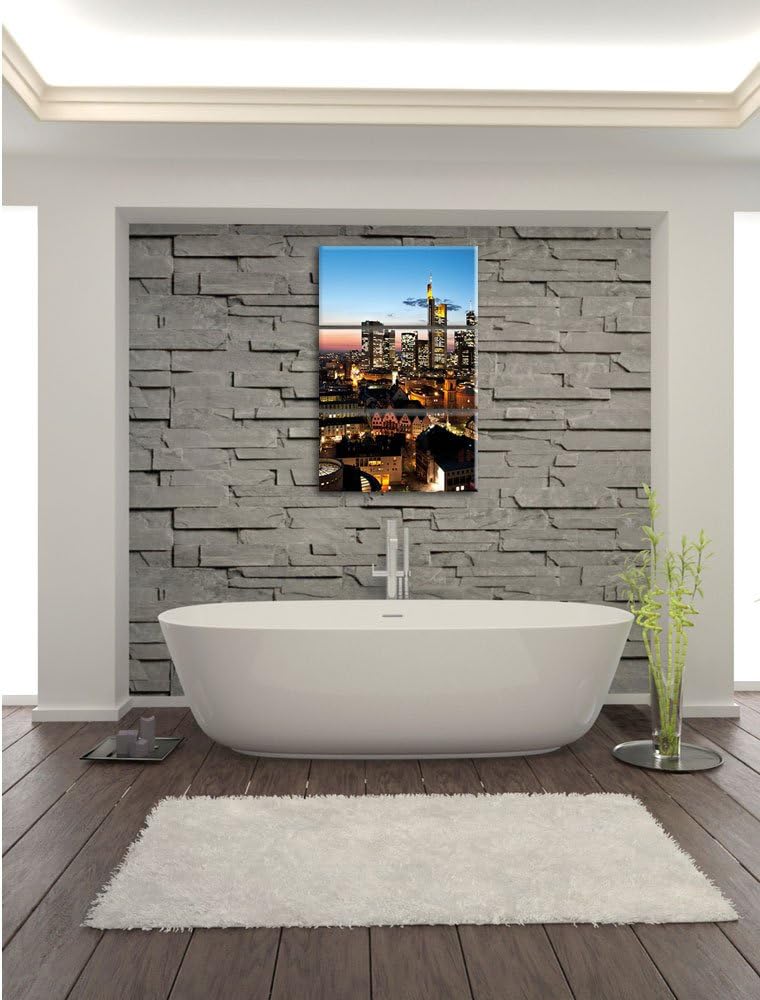Pixxprint Frankfurt Skyline als Leinwandbild/Grösse: 3 Teilig (120x80) cm/Wandbild/Kunstdruck/fertig