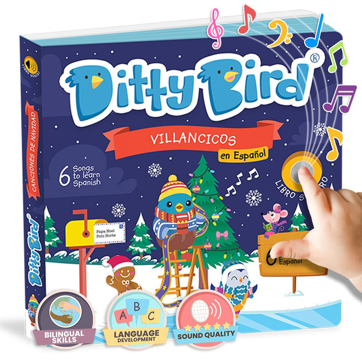 Ditty Bird Villancicos en Español | Musik-Soundbuch mit 6 Weihnachtsliedern auf Spanisch | USB-C wie