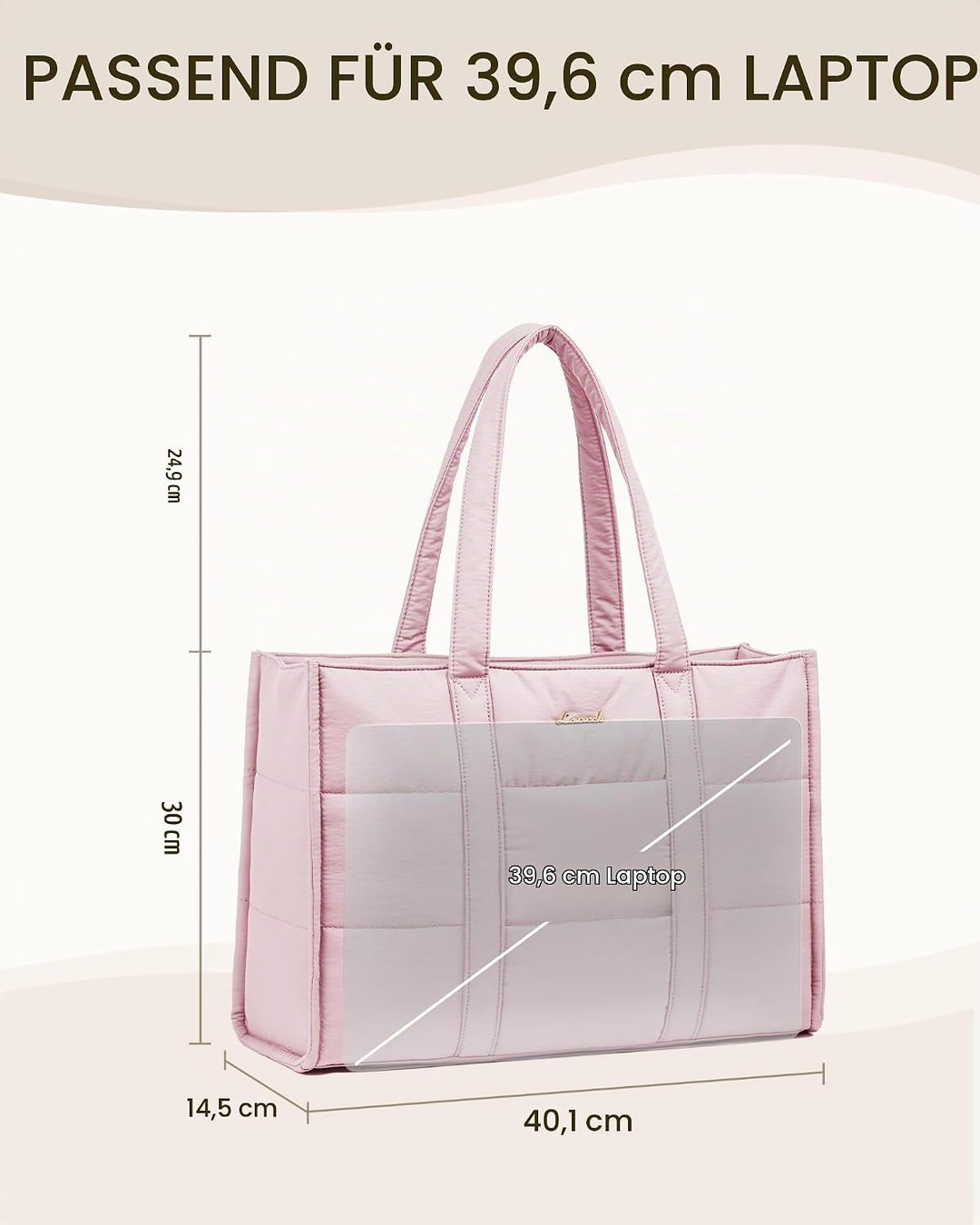 LOVEVOOK Handtasche Damen Gross, Puffer Laptoptasche 15,6 Zoll Shopper Tasche Arbeitstasche Aktentas