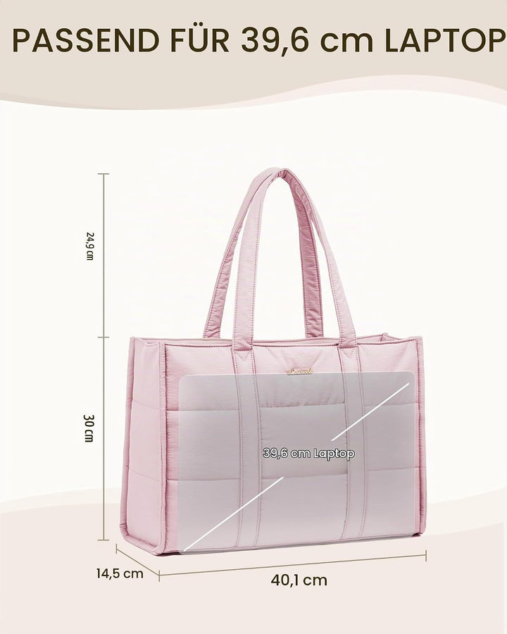 LOVEVOOK Handtasche Damen Gross, Puffer Laptoptasche 15,6 Zoll Shopper Tasche Arbeitstasche Aktentas