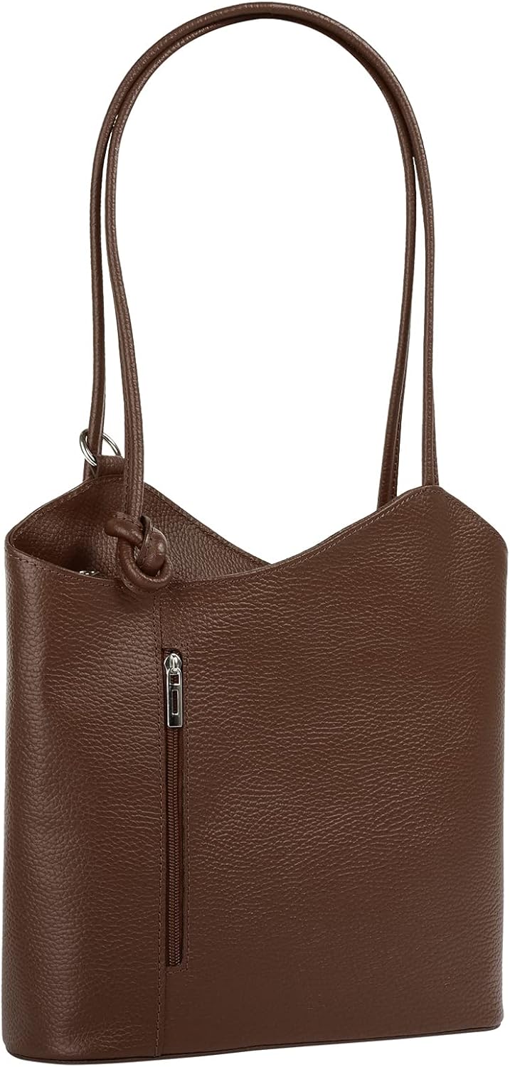 Cluty Shopper Rucksack Kombination Echt Leder Damen | Made in Italy, 2in1 Shopper, Handtasche zum Um