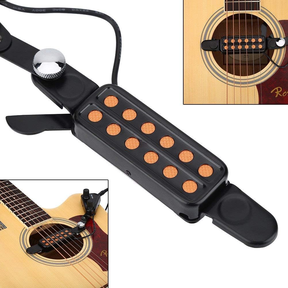 Tonabnehmer für Akustikgitarre, magnetischer Wandler mit 12 Löchern für Akustikgitarre mit Stimm-Set