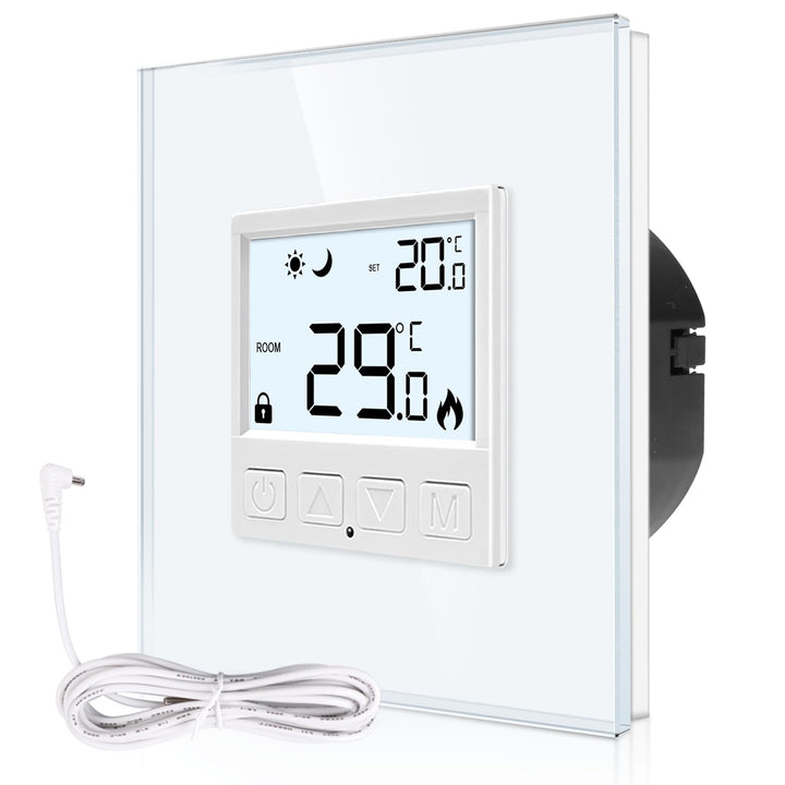 CNBINGO Digitaler Raumthermostat Unterputz mit Fühler, Thermostat für Wasser Fussbodenheizungen und