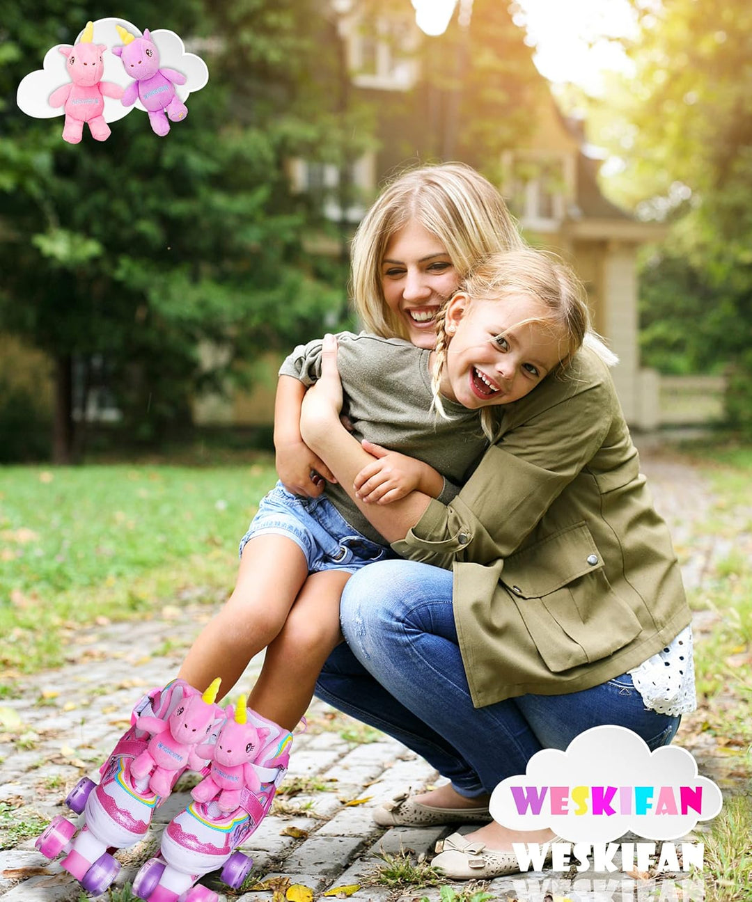 Kinder Einhorn-Puppe Rollschuhe für Mädchen 4 Grössen Verstellbar Mit Leuchtenden Rädern Quad Roller