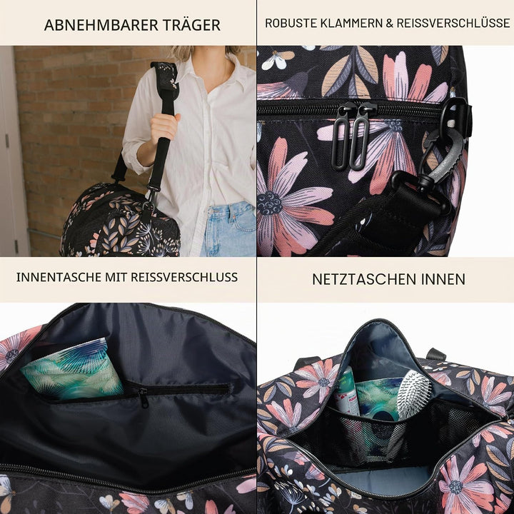 Jadyn Unisex-Erwachsene Weekender Gepäck-Handgepäck L Black Floral, L Black Floral