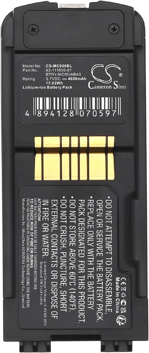 CS-MC950BL Akkus 4600mAh Kompatibel mit [Symbol] MC9500, MC9590, MC9596 Ersetzt 82-111636-01, für BT