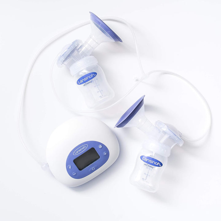 Lansinoh Milchpumpe 2-in-1 Doppel-Milchpumpe Stillmilch-Milchpumpe, lila Weiss / Lila / Transparent