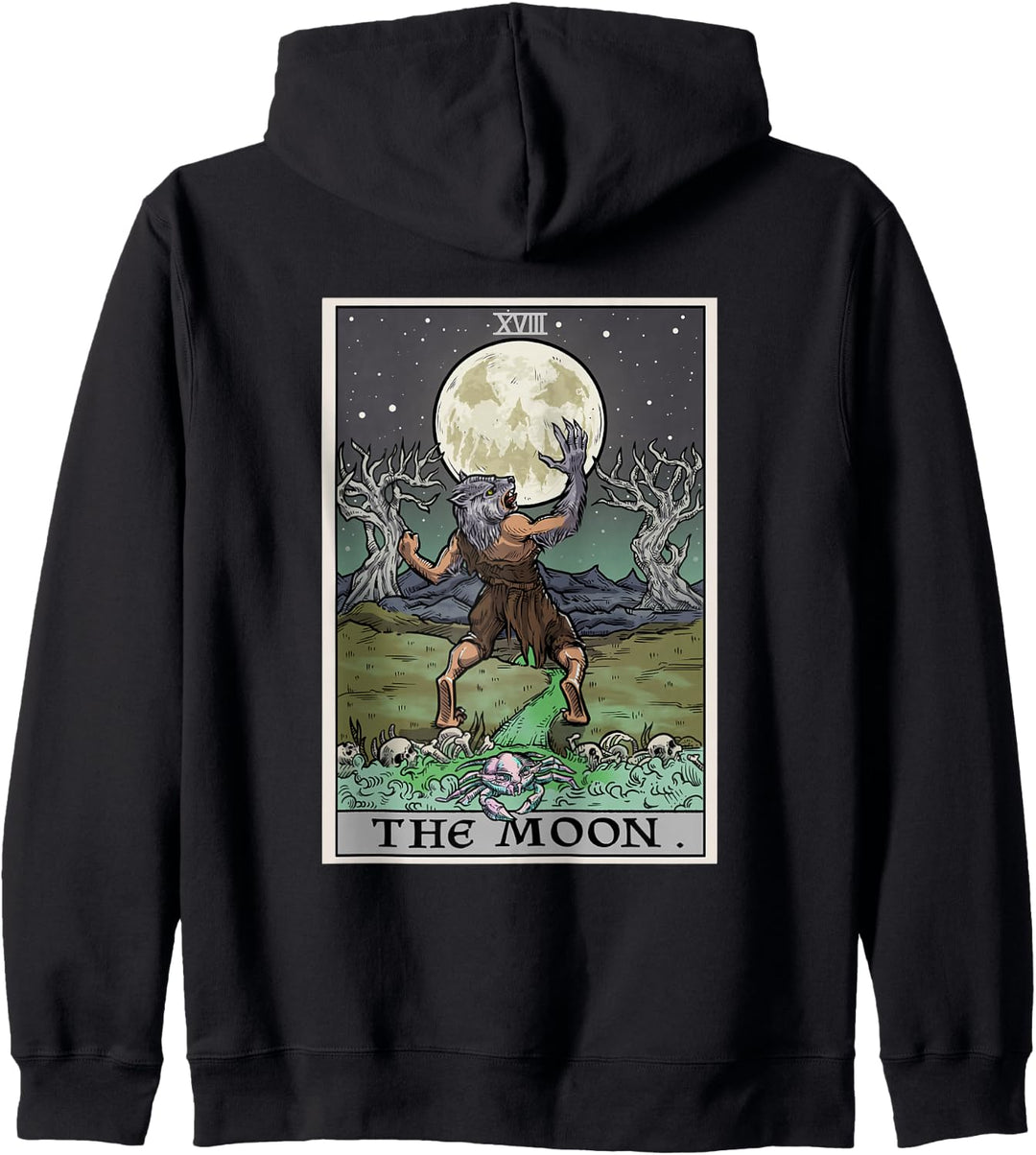 The Moon Tarot-Karte Halloween Werwolf Gothic Hexe Horror Kapuzenjacke