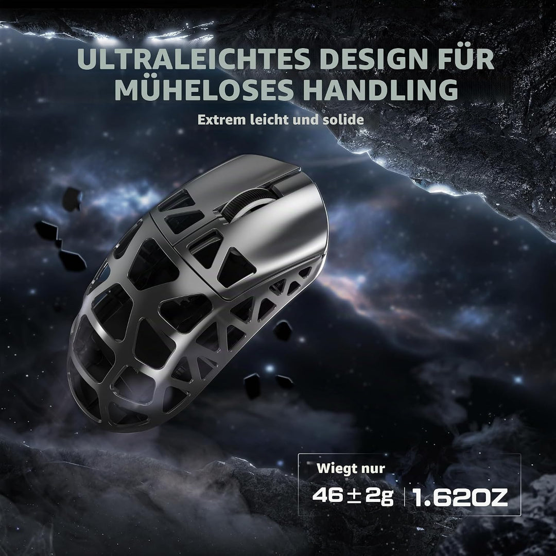 ATTACK SHARK R3PRO 46g Superlight Magnesiumlegierung Maus, 8000Hz Kabellose Abfragerate, 26000 DPI,