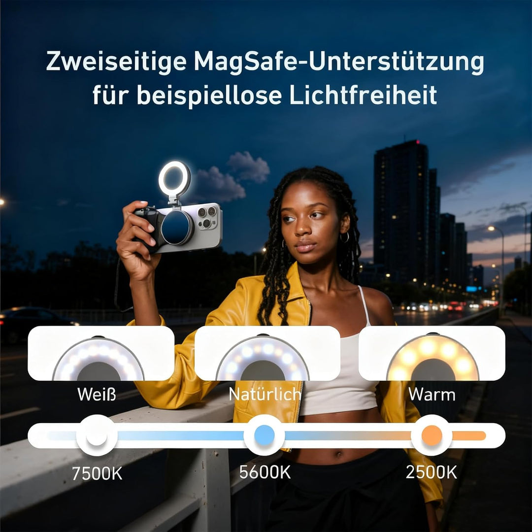 TELESIN C03 Magnetisches Selfie-Licht für Smartphones, Magsafe-kompatibel – CRI97 360° LED-Ringlicht