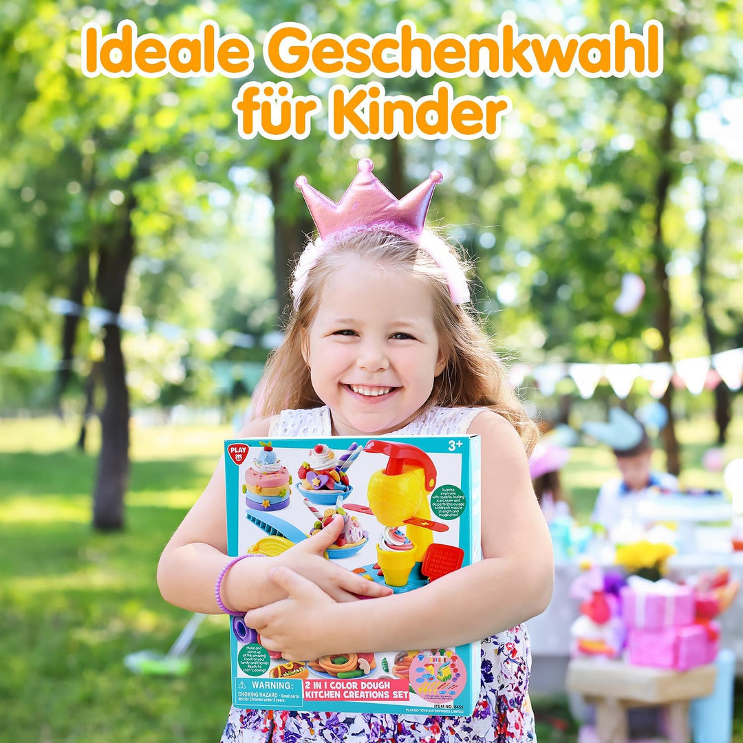 PLAY 2 in 1 Knete Set Zubehör Kitchen Creations, Kinderknete Set Knetwerkzeug, Spielzeug Geschenk Mä
