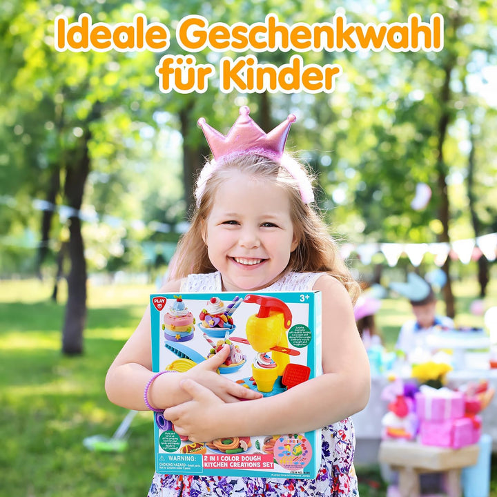 PLAY 2 in 1 Knete Set Zubehör Kitchen Creations, Kinderknete Set Knetwerkzeug, Spielzeug Geschenk Mä