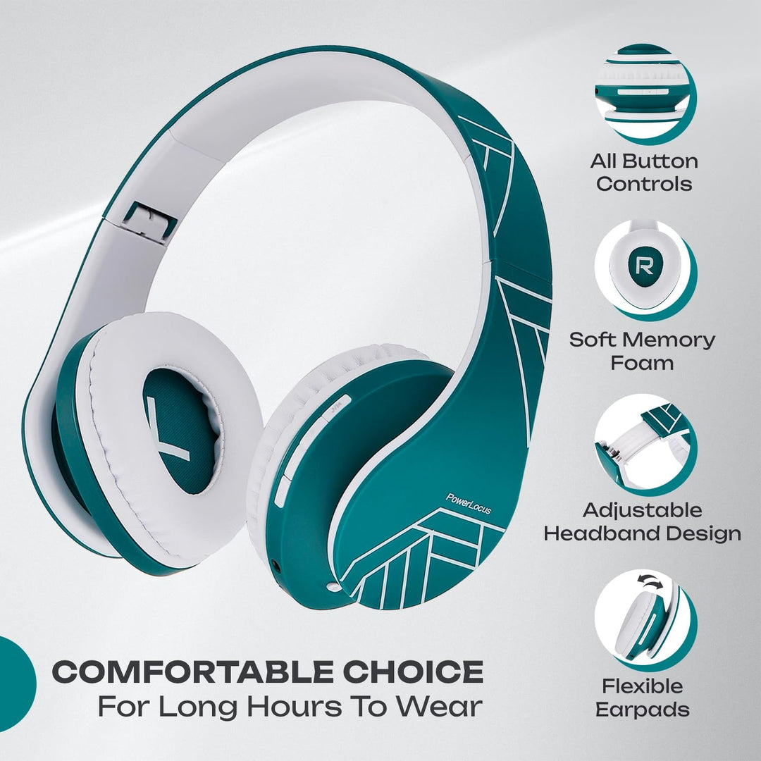 PowerLocus Bluetooth Over-Ear Kopfhörer, Stereo Faltbare Kabellose und Kabel-Kopfhörer mit Integrier
