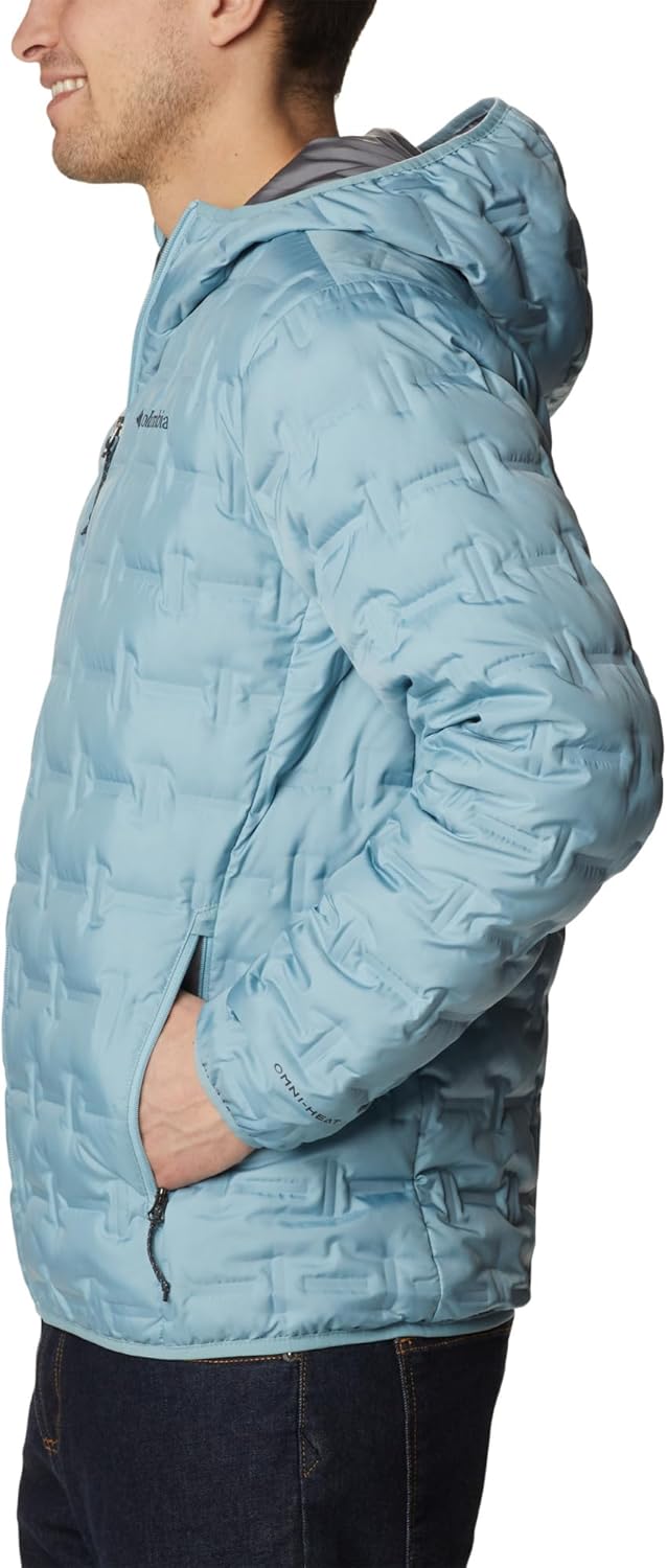 Columbia Herren Delta Ridge Down Hooded Jacket Daunenjacke Mit Kapuze (1er Pack) S Stone Blue, S Sto