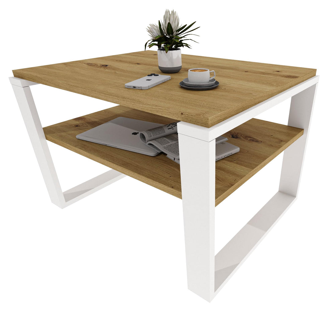 Couchtisch 61×51 cm – Wohnzimmertisch aus Holzwerkstoff, Stabiler & moderner Kaffeetisch mit zusätzl