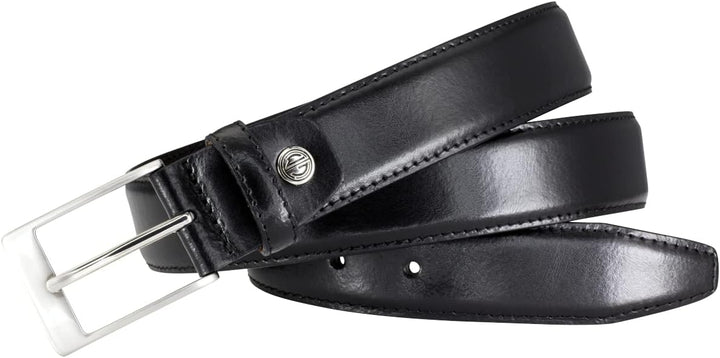 LINDENMANN Anzug-Ledergürtel Herren, Anzug-Gürtel Herren 35 mm breit Rindleder schwarz Bundweite 85