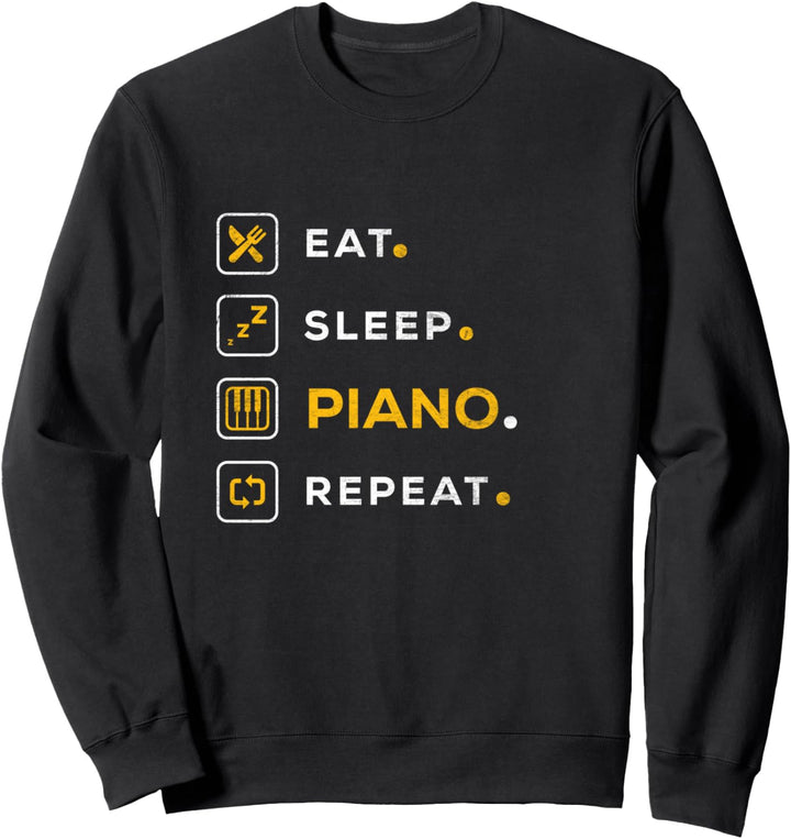 Funny Christmas Piano Musician Gift Eat Sleep Piano Sweatshirt