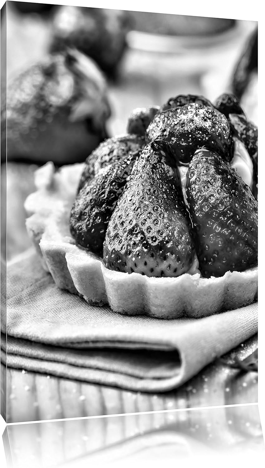 Pixxprint Schmackhaftes Erdbeertörtchen als Leinwandbild | Grösse: 100x70 cm | Wandbild | Kunstdruck