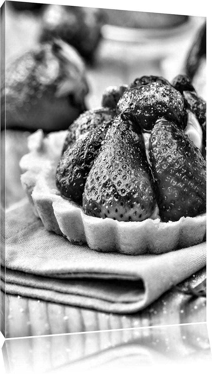 Pixxprint Schmackhaftes Erdbeertörtchen als Leinwandbild | Grösse: 100x70 cm | Wandbild | Kunstdruck