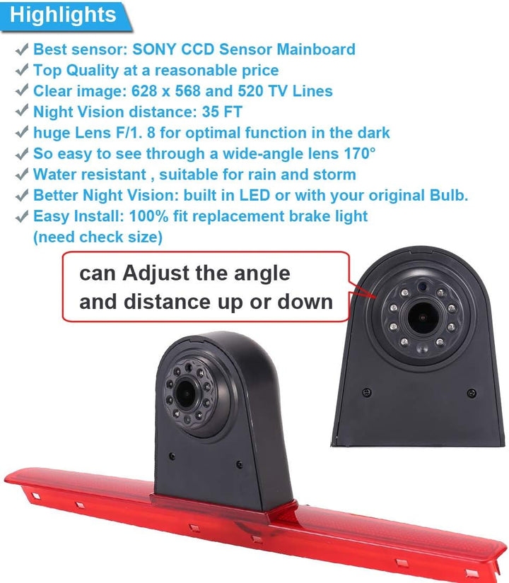 「18mm Linse Top Qualität Rückfahrkamera + 4.3 Zoll Auto Rückspiegel 」Bremsleuchte Bremslicht Auto Da