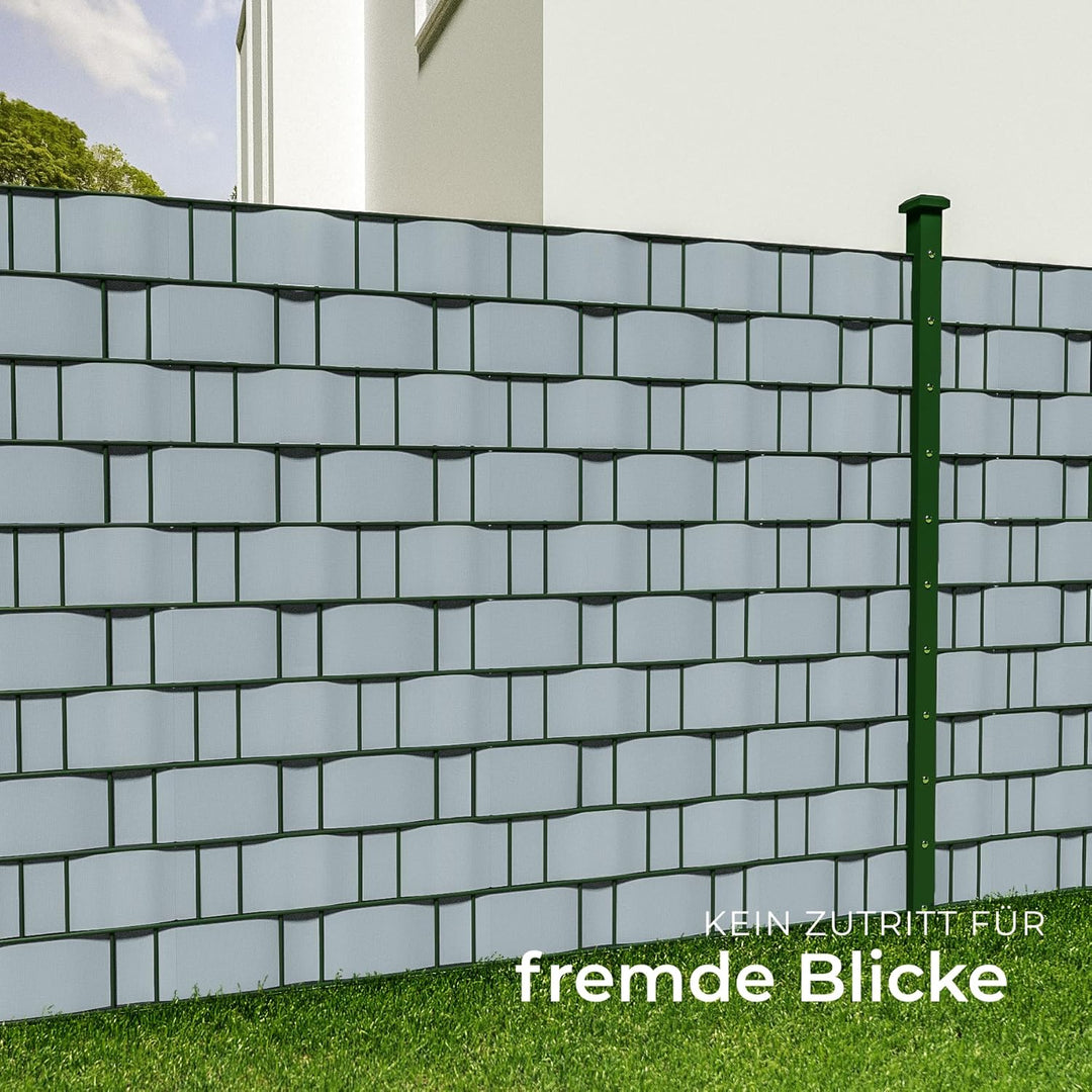 TecTake PVC Sichtschutzfolie Sichtschutzstreifen inkl. Befestigungsclips 450g/m² - Diverse Modelle -