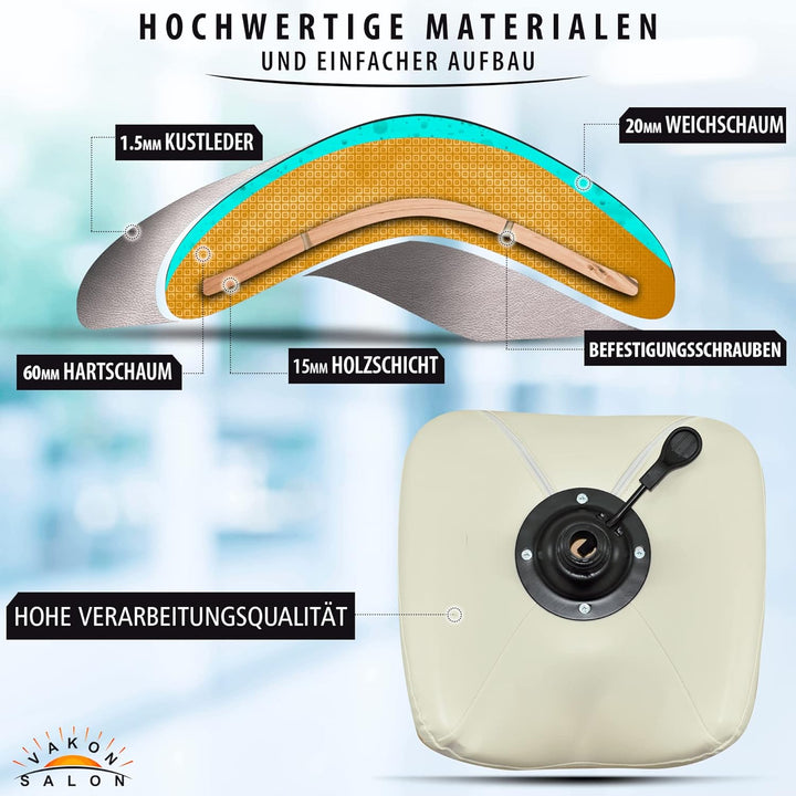 Premium Sattelhocker Weiss, Sattelstuhl für Rückenentlastung, Rollhocker höhenverstellbar von 55-75