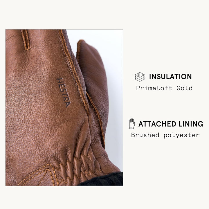 Hestra Deerskin Primaloft Rib Handschuhe Lederhandschuhe Fingerhandschuhe Mit Futter M Dunkelbraun,