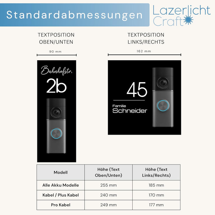 Klingelschild passend für Ring Videotürklingel Pro Kabel (Wired Video Doorbell Pro, neueste Generati