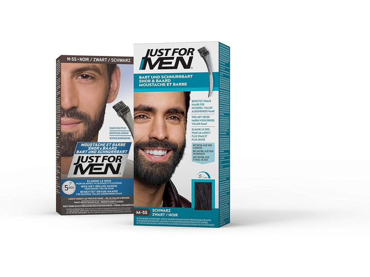 3x JUST FOR MEN Brush-In-Gel für Bart und Schnurrbart, Schwarz (je 28,4g)