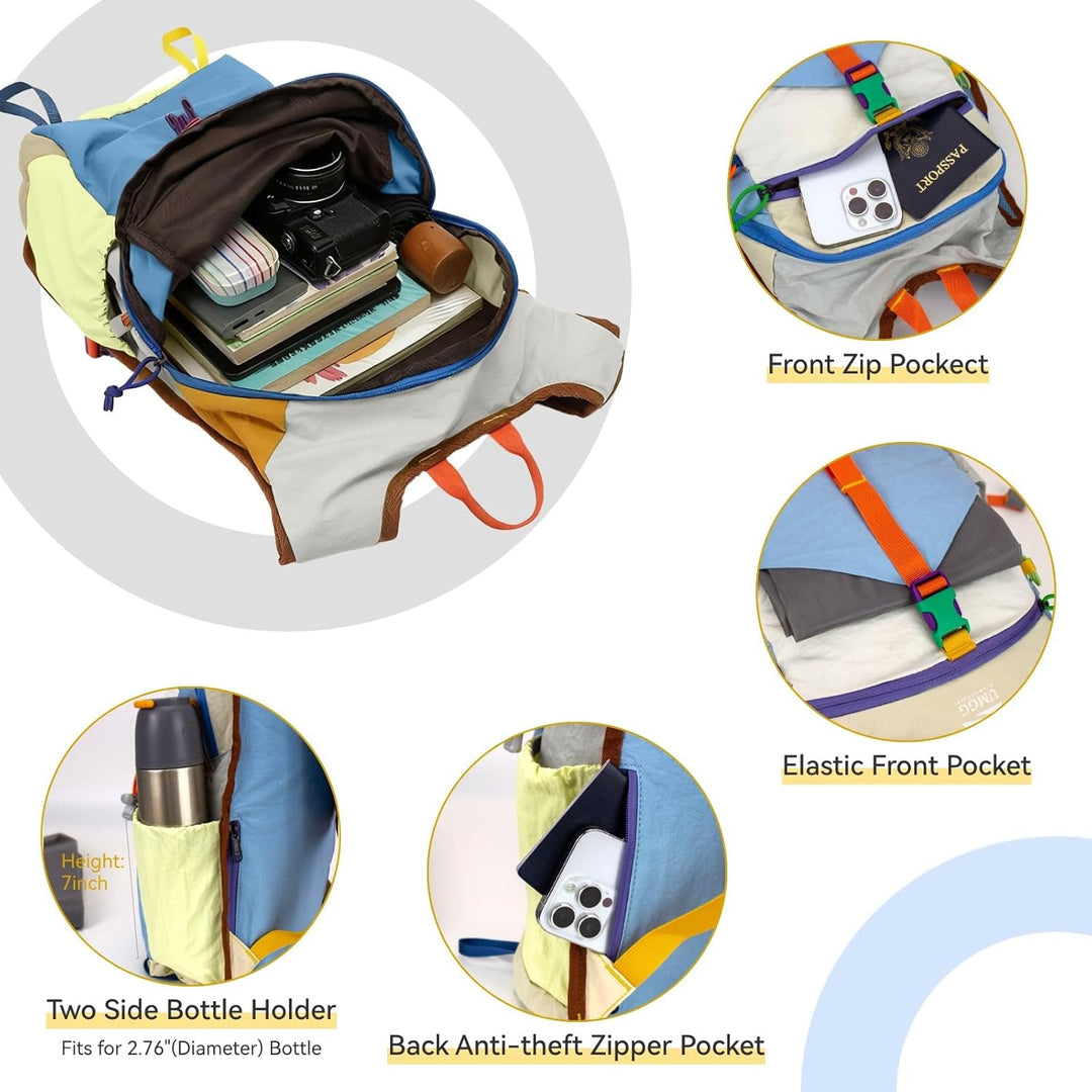 Wanderrucksack Kleiner 15L Leichter Faltbarer Daypack Tagesrucksack für Wandern Reisen Camping Fahrr