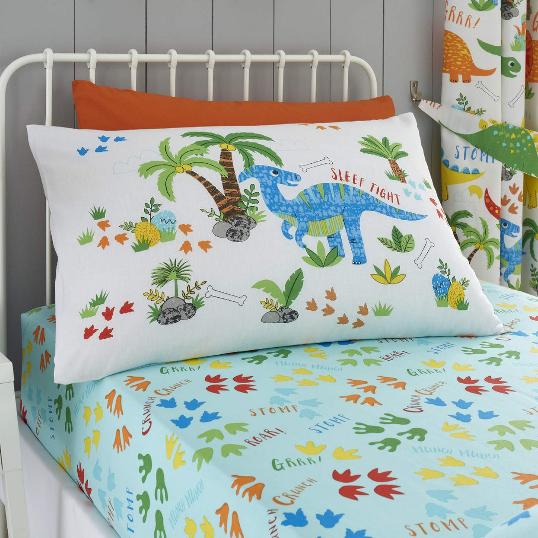 Happy Linen Company Mädchen/Jungen Ersatzkissenbezüge - mit niedlichen Dinosauriern - wendbar - Stan